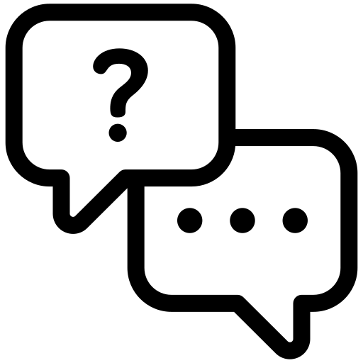 Kontakt aufnehmen – zwei Sprechblasen, eine mit Fragezeichen, eine mit Auslassungspunkten